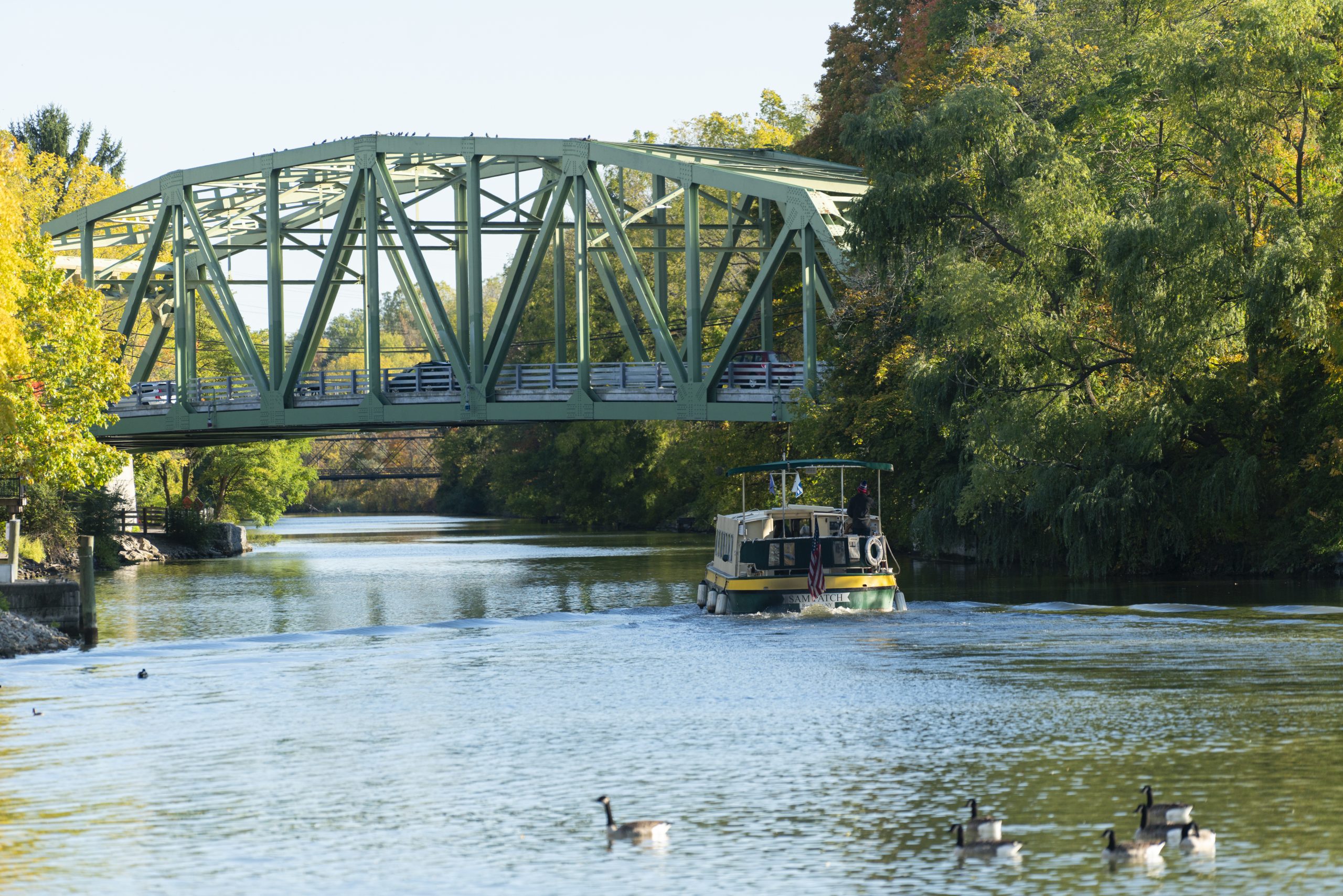 A tour boats out of Pittsford, NY, provide cruises down the Erie Canal.