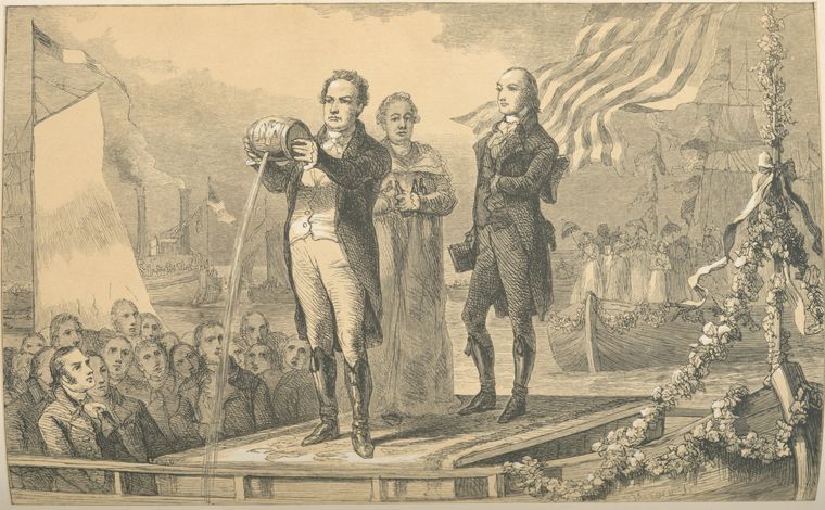 Governor DeWitt Clinton performs the Mingling of the Water Ceremony.